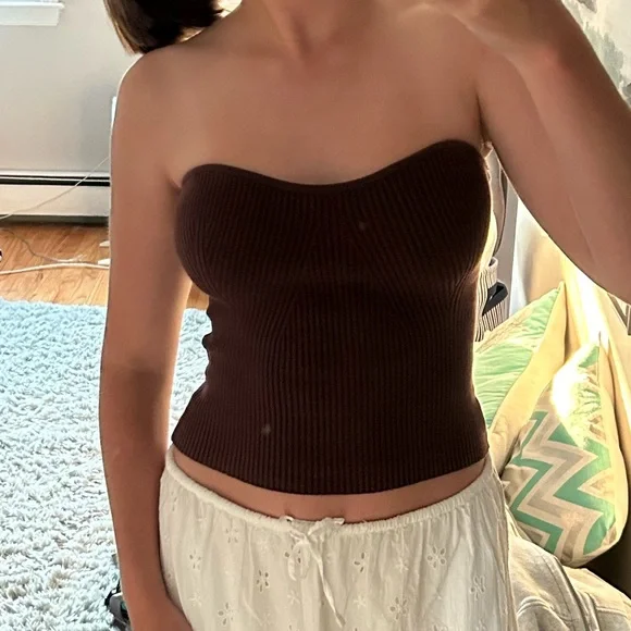 Brown Knit Sweetheart Tube Top - Picture 4 of 4